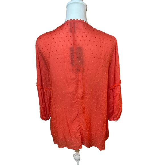 Sacred Threads Coral Tassel & Pom-Pom Dot Tunic Top Size Small - Picture 7 of 9